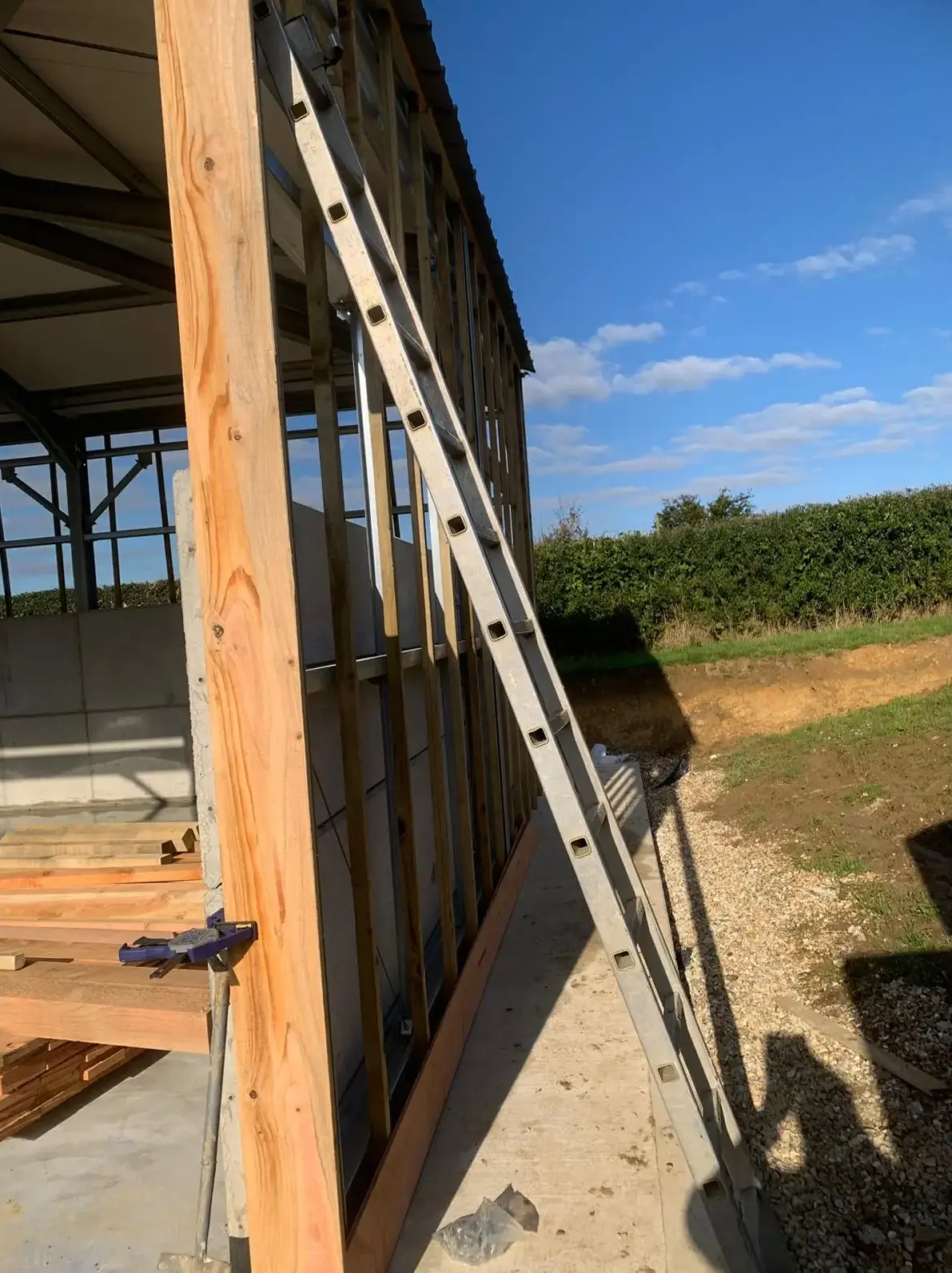 Bespoke barn side view with larch weatherboard panels