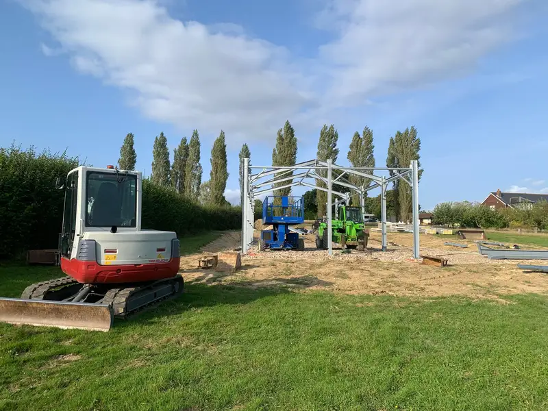 Steel frame being erected on site